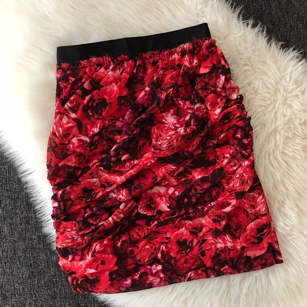 Giambattista Valli Red Floral Skirt, Size: 0
